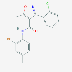 molecular formula C18H14BrClN2O2 B331312 N-(2-bromo-4-methylphenyl)-3-(2-chlorophenyl)-5-methyl-1,2-oxazole-4-carboxamide 