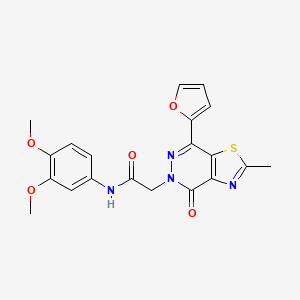 molecular formula C20H18N4O5S B3313122 N-(3,4-dimethoxyphenyl)-2-(7-(furan-2-yl)-2-methyl-4-oxothiazolo[4,5-d]pyridazin-5(4H)-yl)acetamide CAS No. 946346-00-5