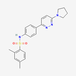 molecular formula C22H24N4O2S B3313139 2,4-dimethyl-N-[4-(6-pyrrolidin-1-ylpyridazin-3-yl)phenyl]benzenesulfonamide CAS No. 946346-63-0