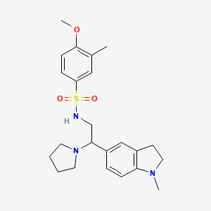 molecular formula C23H31N3O3S B3313169 4-methoxy-3-methyl-N-(2-(1-methylindolin-5-yl)-2-(pyrrolidin-1-yl)ethyl)benzenesulfonamide CAS No. 946347-12-2