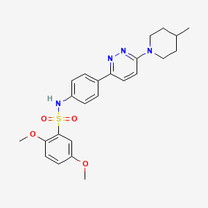 molecular formula C24H28N4O4S B3313180 2,5-dimethoxy-N-(4-(6-(4-methylpiperidin-1-yl)pyridazin-3-yl)phenyl)benzenesulfonamide CAS No. 946347-21-3