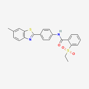 molecular formula C23H20N2O3S2 B3313210 2-(ethylsulfonyl)-N-(4-(6-methylbenzo[d]thiazol-2-yl)phenyl)benzamide CAS No. 946349-46-8