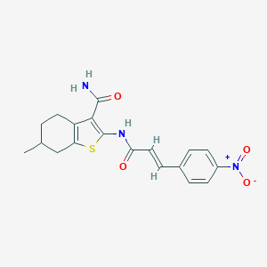 molecular formula C19H19N3O4S B331324 2-[(3-{4-Nitrophenyl}acryloyl)amino]-6-methyl-4,5,6,7-tetrahydro-1-benzothiophene-3-carboxamide 