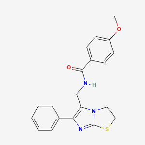 molecular formula C20H19N3O2S B3313245 4-methoxy-N-((6-phenyl-2,3-dihydroimidazo[2,1-b]thiazol-5-yl)methyl)benzamide CAS No. 946352-48-3