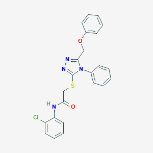 molecular formula C23H19ClN4O2S B331327 N-(2-chlorophenyl)-2-{[5-(phenoxymethyl)-4-phenyl-4H-1,2,4-triazol-3-yl]sulfanyl}acetamide 