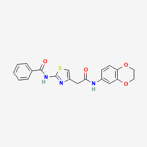 molecular formula C20H17N3O4S B3313282 N-(4-(2-((2,3-dihydrobenzo[b][1,4]dioxin-6-yl)amino)-2-oxoethyl)thiazol-2-yl)benzamide CAS No. 946357-37-5