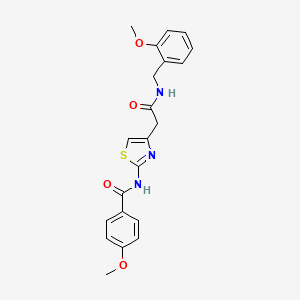 molecular formula C21H21N3O4S B3313293 4-methoxy-N-(4-(2-((2-methoxybenzyl)amino)-2-oxoethyl)thiazol-2-yl)benzamide CAS No. 946357-73-9