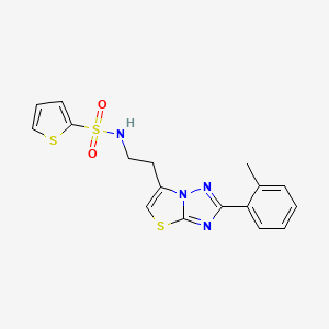 molecular formula C17H16N4O2S3 B3313294 N-(2-(2-(o-tolyl)thiazolo[3,2-b][1,2,4]triazol-6-yl)ethyl)thiophene-2-sulfonamide CAS No. 946357-76-2