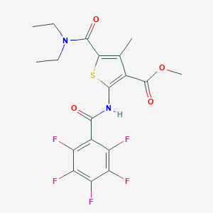 molecular formula C19H17F5N2O4S B331330 Methyl 5-(diethylcarbamoyl)-4-methyl-2-{[(pentafluorophenyl)carbonyl]amino}thiophene-3-carboxylate 