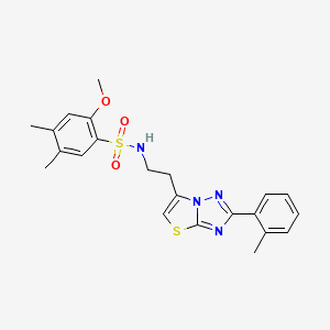 B3313300 2-methoxy-4,5-dimethyl-N-(2-(2-(o-tolyl)thiazolo[3,2-b][1,2,4]triazol-6-yl)ethyl)benzenesulfonamide CAS No. 946357-80-8