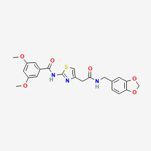 B3313307 N-(4-(2-((benzo[d][1,3]dioxol-5-ylmethyl)amino)-2-oxoethyl)thiazol-2-yl)-3,5-dimethoxybenzamide CAS No. 946358-08-3