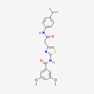molecular formula C23H25N3O4S B3313320 N-(4-(2-((4-isopropylphenyl)amino)-2-oxoethyl)thiazol-2-yl)-3,5-dimethoxybenzamide CAS No. 946358-14-1