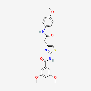 molecular formula C21H21N3O5S B3313323 3,5-dimethoxy-N-(4-(2-((4-methoxyphenyl)amino)-2-oxoethyl)thiazol-2-yl)benzamide CAS No. 946358-17-4