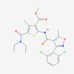molecular formula C23H23Cl2N3O5S B331333 Methyl 2-({[3-(2,6-dichlorophenyl)-5-methyl-4-isoxazolyl]carbonyl}amino)-5-[(diethylamino)carbonyl]-4-methyl-3-thiophenecarboxylate 
