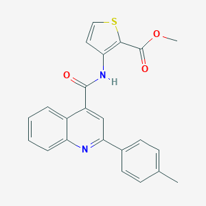 molecular formula C23H18N2O3S B331334 Methyl 3-({[2-(4-methylphenyl)-4-quinolinyl]carbonyl}amino)-2-thiophenecarboxylate 