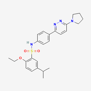 molecular formula C25H30N4O3S B3313341 2-ethoxy-5-isopropyl-N-[4-(6-pyrrolidin-1-ylpyridazin-3-yl)phenyl]benzenesulfonamide CAS No. 946358-62-9