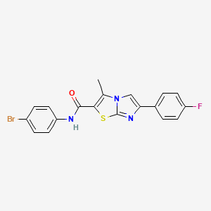 molecular formula C19H13BrFN3OS B3313354 N-(4-bromophenyl)-6-(4-fluorophenyl)-3-methylimidazo[2,1-b][1,3]thiazole-2-carboxamide CAS No. 946359-14-4