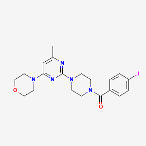 molecular formula C20H24IN5O2 B3313379 4-{2-[4-(4-Iodobenzoyl)piperazin-1-yl]-6-methylpyrimidin-4-yl}morpholine CAS No. 946363-36-6
