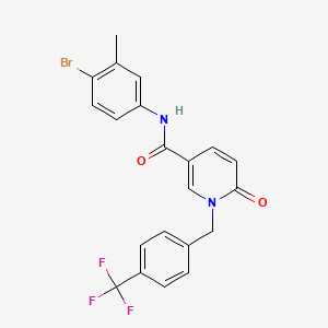 molecular formula C21H16BrF3N2O2 B3313396 N-(4-bromo-3-methylphenyl)-6-oxo-1-{[4-(trifluoromethyl)phenyl]methyl}-1,6-dihydropyridine-3-carboxamide CAS No. 946364-06-3