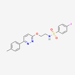 molecular formula C19H18IN3O3S B3313412 4-iodo-N-(2-((6-(p-tolyl)pyridazin-3-yl)oxy)ethyl)benzenesulfonamide CAS No. 946366-43-4