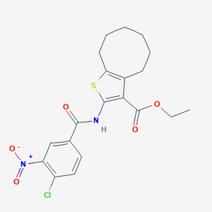 molecular formula C20H21ClN2O5S B331343 Ethyl 2-({4-chloro-3-nitrobenzoyl}amino)-4,5,6,7,8,9-hexahydrocycloocta[b]thiophene-3-carboxylate 