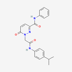 molecular formula C22H22N4O3 B3313432 1-(2-((4-isopropylphenyl)amino)-2-oxoethyl)-6-oxo-N-phenyl-1,6-dihydropyridazine-3-carboxamide CAS No. 946366-85-4