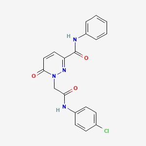 molecular formula C19H15ClN4O3 B3313442 1-(2-((4-chlorophenyl)amino)-2-oxoethyl)-6-oxo-N-phenyl-1,6-dihydropyridazine-3-carboxamide CAS No. 946366-97-8