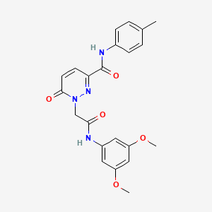 molecular formula C22H22N4O5 B3313451 1-(2-((3,5-dimethoxyphenyl)amino)-2-oxoethyl)-6-oxo-N-(p-tolyl)-1,6-dihydropyridazine-3-carboxamide CAS No. 946367-21-1