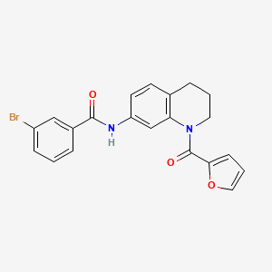molecular formula C21H17BrN2O3 B3313459 3-bromo-N-[1-(2-furoyl)-1,2,3,4-tetrahydroquinolin-7-yl]benzamide CAS No. 946367-37-9