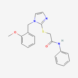 molecular formula C19H19N3O2S B3313476 2-((1-(2-methoxybenzyl)-1H-imidazol-2-yl)thio)-N-phenylacetamide CAS No. 946368-30-5