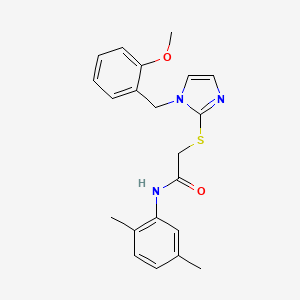 molecular formula C21H23N3O2S B3313483 N-(2,5-dimethylphenyl)-2-((1-(2-methoxybenzyl)-1H-imidazol-2-yl)thio)acetamide CAS No. 946368-34-9