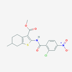 molecular formula C18H17ClN2O5S B331349 Methyl 2-[(2-chloro-4-nitrobenzoyl)amino]-6-methyl-4,5,6,7-tetrahydro-1-benzothiophene-3-carboxylate 