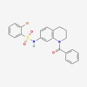 molecular formula C22H19BrN2O3S B3313510 N-(1-benzoyl-1,2,3,4-tetrahydroquinolin-7-yl)-2-bromobenzenesulfonamide CAS No. 946370-25-8