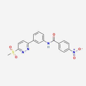 molecular formula C18H14N4O5S B3313516 N-(3-(6-(methylsulfonyl)pyridazin-3-yl)phenyl)-4-nitrobenzamide CAS No. 946376-23-4