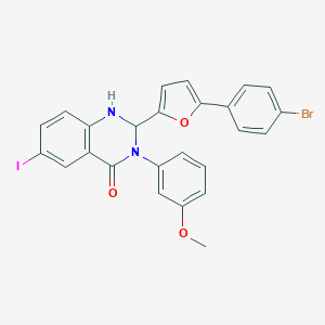molecular formula C25H18BrIN2O3 B331355 2-[5-(4-bromophenyl)furan-2-yl]-6-iodo-3-(3-methoxyphenyl)-2,3-dihydroquinazolin-4(1H)-one 