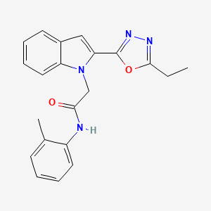 molecular formula C21H20N4O2 B3313588 2-[2-(5-ethyl-1,3,4-oxadiazol-2-yl)-1H-indol-1-yl]-N-(2-methylphenyl)acetamide CAS No. 946380-98-9