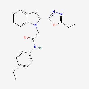 molecular formula C22H22N4O2 B3313603 2-[2-(5-ethyl-1,3,4-oxadiazol-2-yl)-1H-indol-1-yl]-N-(4-ethylphenyl)acetamide CAS No. 946381-05-1