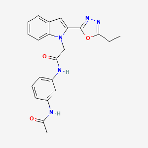 molecular formula C22H21N5O3 B3313620 N-(3-acetamidophenyl)-2-(2-(5-ethyl-1,3,4-oxadiazol-2-yl)-1H-indol-1-yl)acetamide CAS No. 946381-25-5