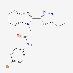 molecular formula C20H17BrN4O2 B3313630 N-(4-bromophenyl)-2-[2-(5-ethyl-1,3,4-oxadiazol-2-yl)-1H-indol-1-yl]acetamide CAS No. 946381-45-9