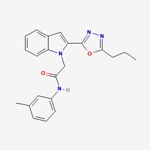 molecular formula C22H22N4O2 B3313649 N-(3-methylphenyl)-2-[2-(5-propyl-1,3,4-oxadiazol-2-yl)-1H-indol-1-yl]acetamide CAS No. 946381-57-3
