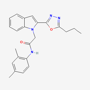 molecular formula C23H24N4O2 B3313656 N-(2,4-dimethylphenyl)-2-[2-(5-propyl-1,3,4-oxadiazol-2-yl)-1H-indol-1-yl]acetamide CAS No. 946381-61-9