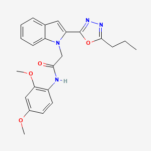 molecular formula C23H24N4O4 B3313660 N-(2,4-dimethoxyphenyl)-2-[2-(5-propyl-1,3,4-oxadiazol-2-yl)-1H-indol-1-yl]acetamide CAS No. 946381-73-3