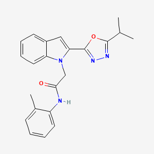 molecular formula C22H22N4O2 B3313688 2-(2-(5-isopropyl-1,3,4-oxadiazol-2-yl)-1H-indol-1-yl)-N-(o-tolyl)acetamide CAS No. 946382-12-3
