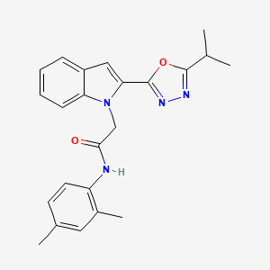 molecular formula C23H24N4O2 B3313693 N-(2,4-dimethylphenyl)-2-(2-(5-isopropyl-1,3,4-oxadiazol-2-yl)-1H-indol-1-yl)acetamide CAS No. 946382-15-6