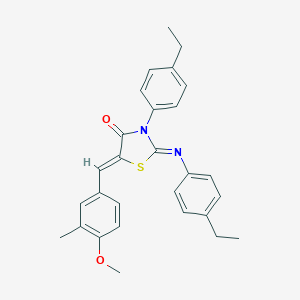 molecular formula C28H28N2O2S B331370 3-(4-Ethylphenyl)-2-[(4-ethylphenyl)imino]-5-(4-methoxy-3-methylbenzylidene)-1,3-thiazolidin-4-one 