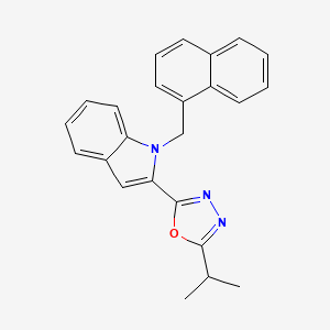 molecular formula C24H21N3O B3313714 2-(5-isopropyl-1,3,4-oxadiazol-2-yl)-1-(1-naphthylmethyl)-1H-indole CAS No. 946382-55-4