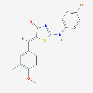 molecular formula C18H15BrN2O2S B331376 (5Z)-2-(4-bromoanilino)-5-[(4-methoxy-3-methylphenyl)methylidene]-1,3-thiazol-4-one 