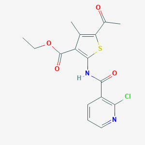 molecular formula C16H15ClN2O4S B331383 Ethyl 5-acetyl-2-{[(2-chloro-3-pyridinyl)carbonyl]amino}-4-methyl-3-thiophenecarboxylate 