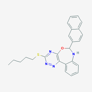 molecular formula C25H24N4OS B331386 6-(2-Naphthyl)-3-(pentylsulfanyl)-6,7-dihydro[1,2,4]triazino[5,6-d][3,1]benzoxazepine 