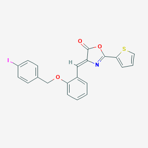 molecular formula C21H14INO3S B331389 4-{2-[(4-iodobenzyl)oxy]benzylidene}-2-(2-thienyl)-1,3-oxazol-5(4H)-one 
